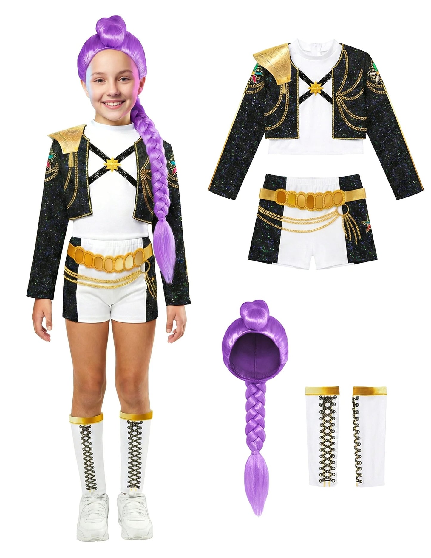 Kit Déguisement et Perruque Rumi Gold Kpop Demon Hunter™ pour fille