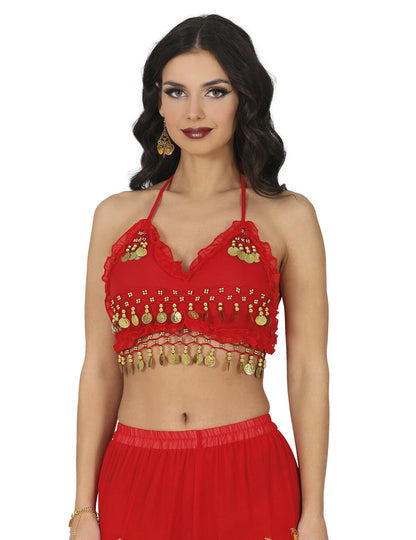 Déguisement complet danseuse orientale rouge et noir femme