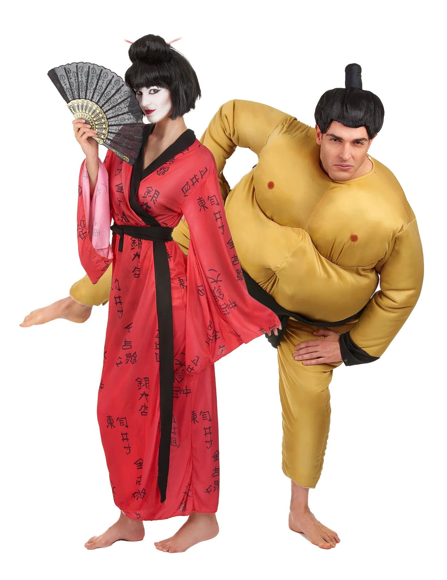 Déguisement de couple sumo et geisha adultes