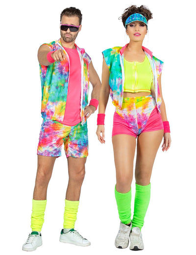 Felnőtt tie-dye aerobik páros jelmez