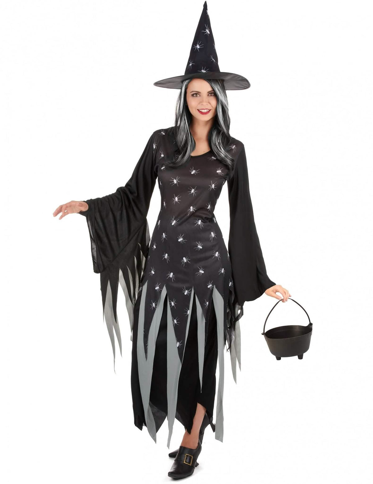Boszorkány női jelmezcsomag üsttel és parókával Halloweenre
