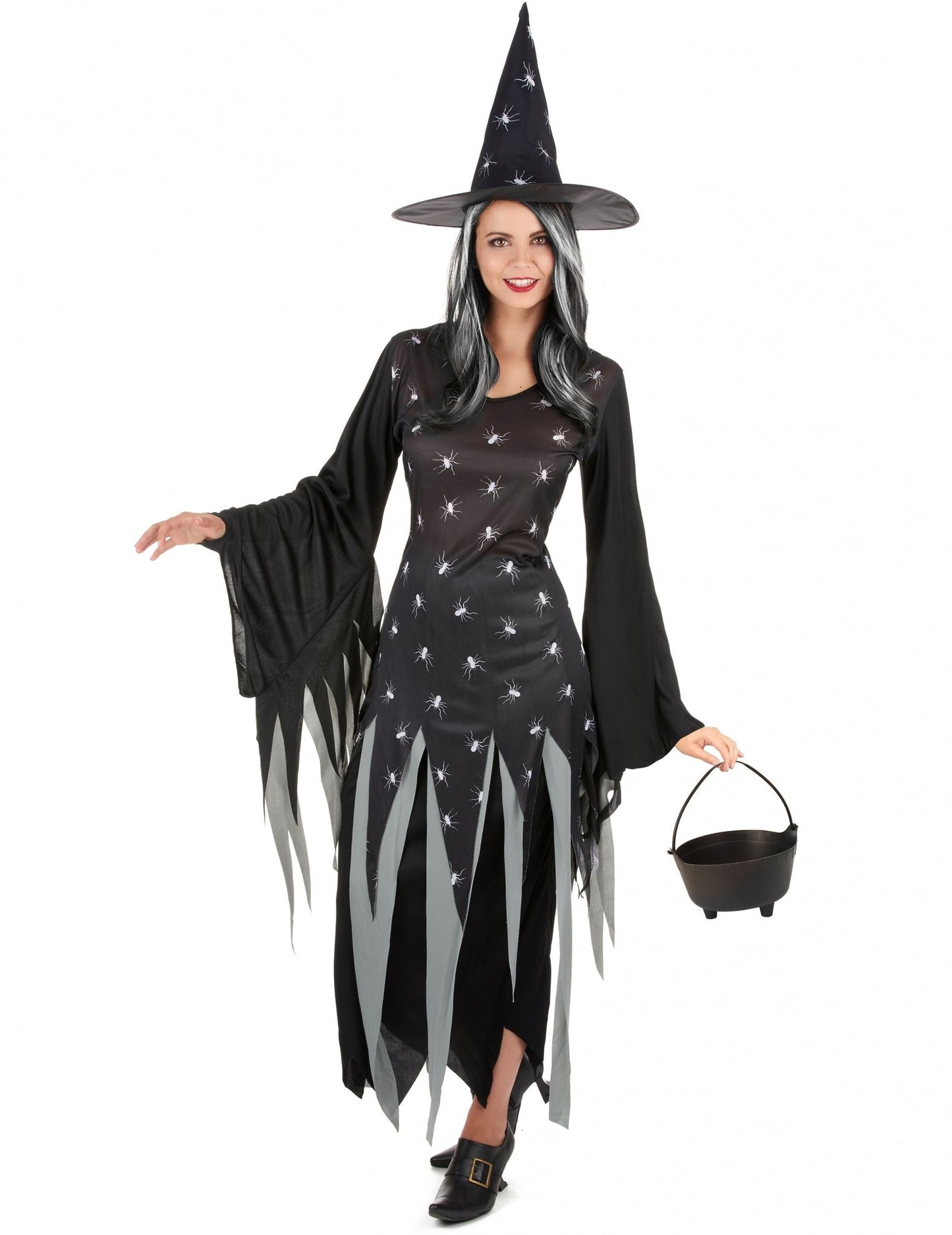 Boszorkány női jelmezcsomag üsttel és parókával Halloweenre