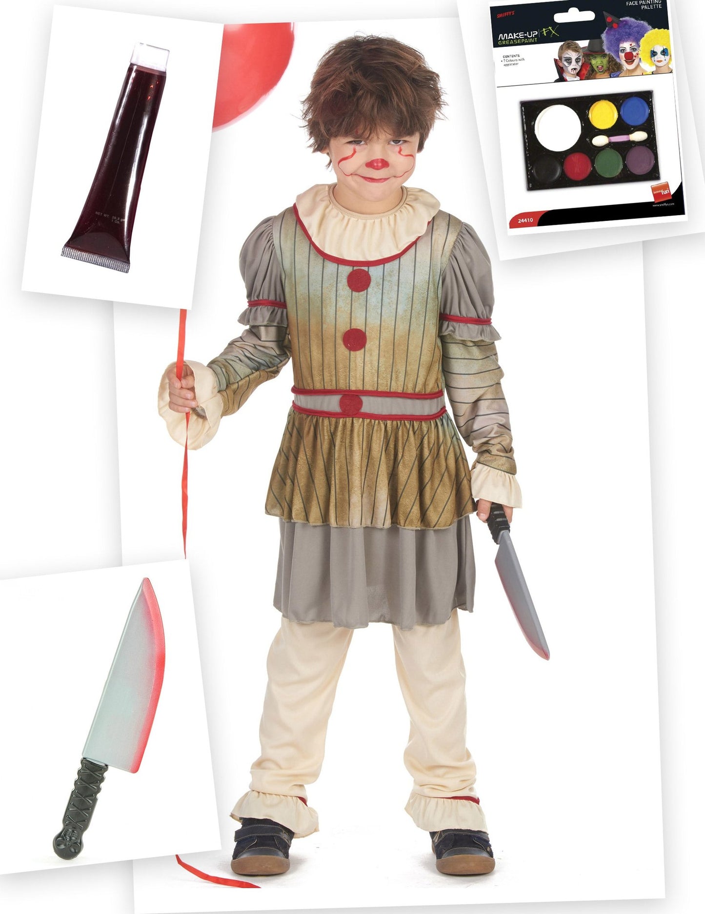 Rémisztő bohóc farsangi jelmez Halloweenre fiúknak
