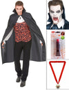Vámpír szett köpennyel, fogakkal, művérrel és Halloween medállal