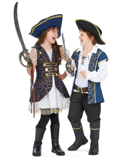 Déguisement de couple capitaines pirates chic enfants