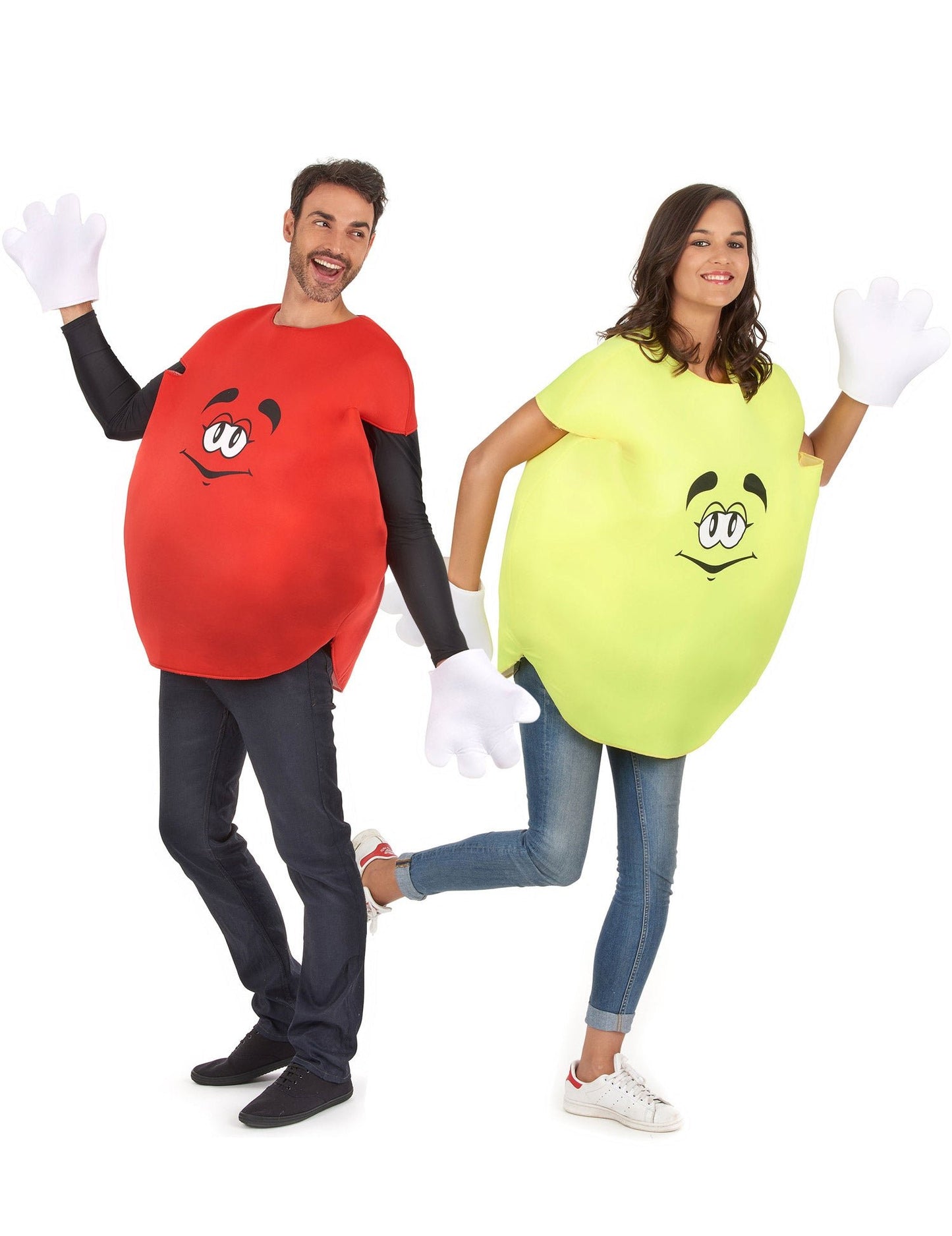 Déguisement de couple bonbon jaune et rouge adulte