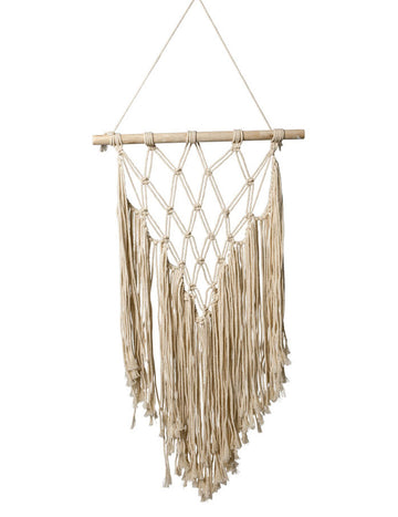 Elefántcsont színű makramé fali dísz 40 x 71 cm bohém stílus