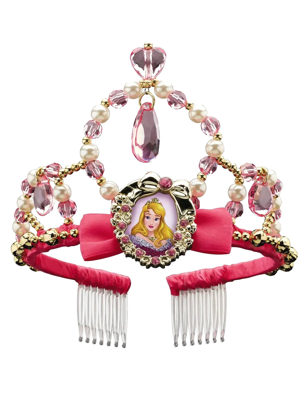 Tiare Aurore La belle au bois Dormant pour fille rose avec perles et pierres
