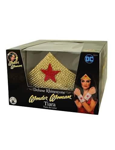 Deluxe strass Wonder Woman női arany tiara piros csillaggal
