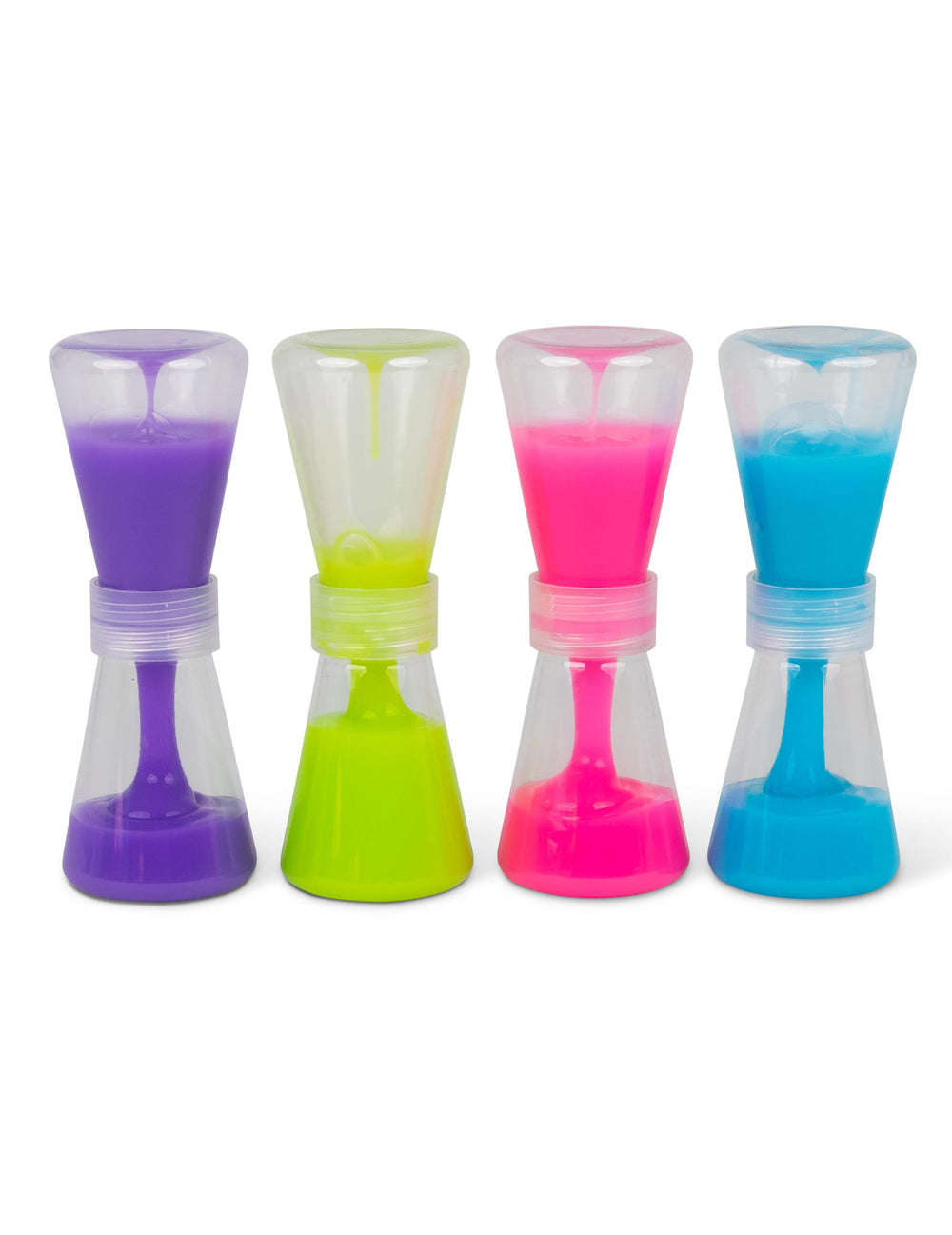Vue de face des différents coloris du sablier slime fluide