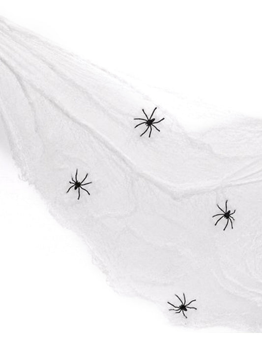Toile d'araignée blanche luxe avec 4 araignées 30 g