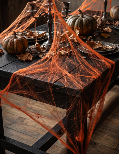 Narancssárga pókháló pókokkal 20 g Halloween