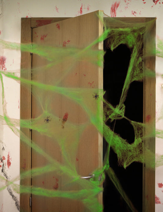 Zöld pókháló pókokkal 20 g Halloween