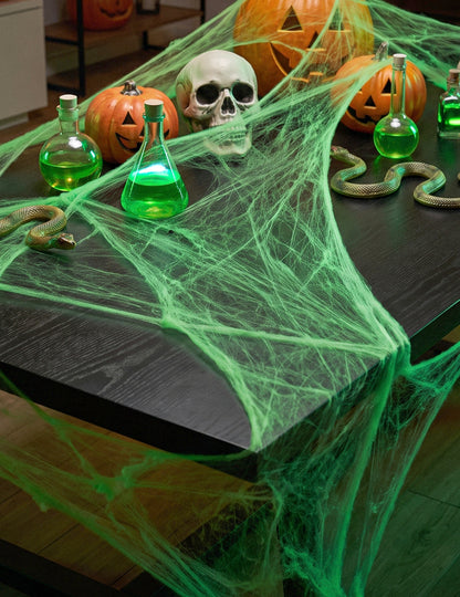 Zöld pókháló pókokkal 20 g Halloween