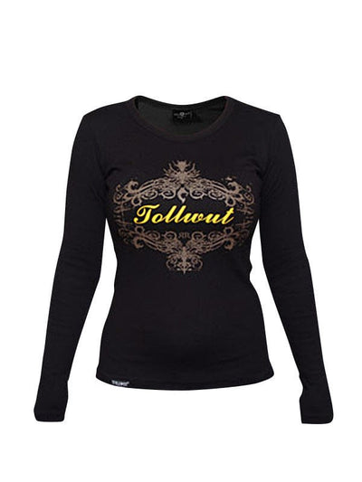 Sweat-shirt Tollwut DARE pour femme noir avec logo jaune et marron