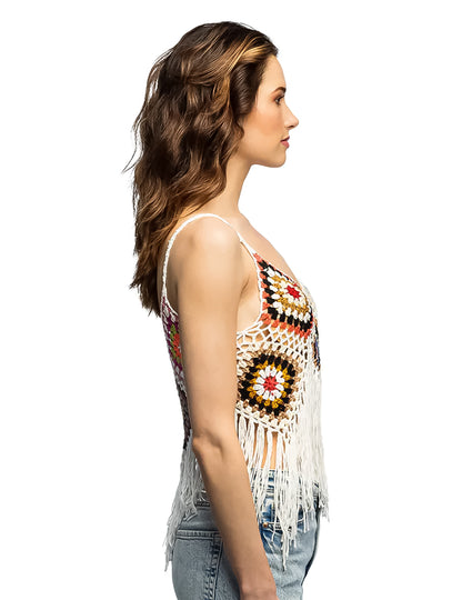 Bohém felső rojtos horgolt kivitelben felnőtteknek 