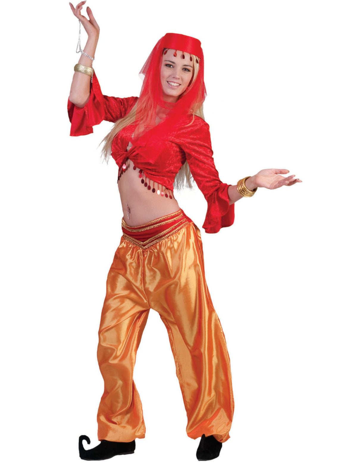 Top de danseuse pour femme rouge avec paillettes et voile