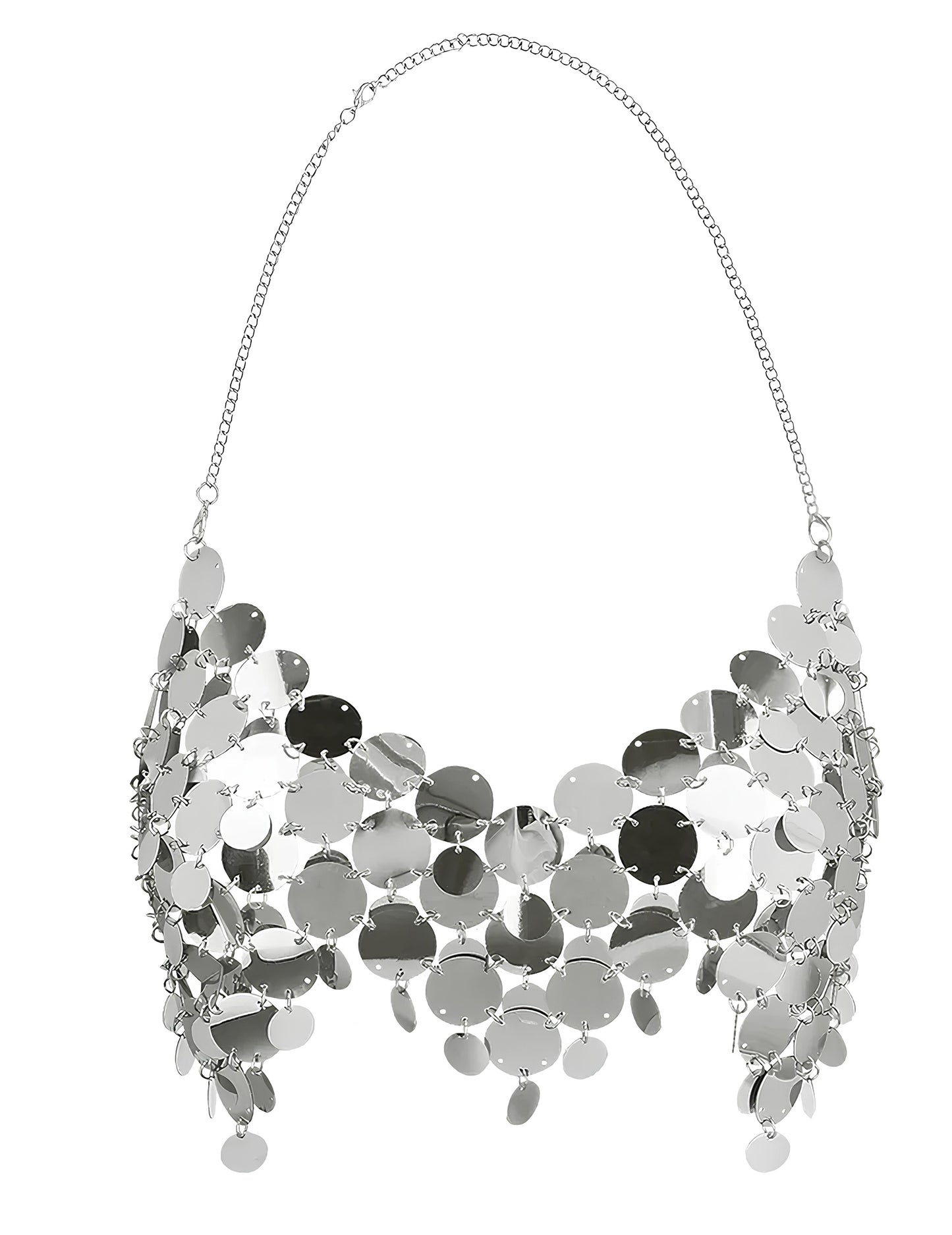 Felnőtt ezüst színű, nagy flitteres party top 