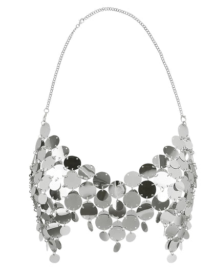 Felnőtt ezüst színű, nagy flitteres party top 