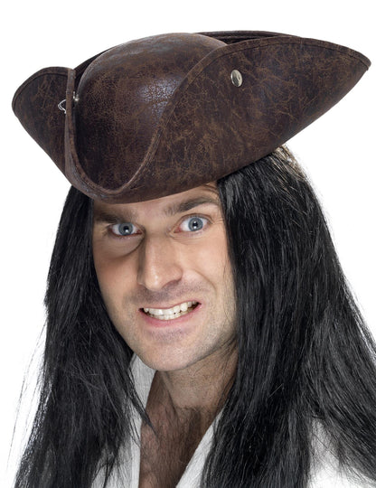 Felnőtt barna kalóz Tricorne