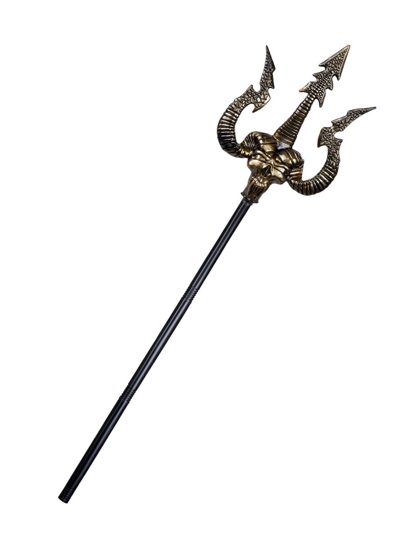 Trident satanique pour adulte noir et doré avec crâne