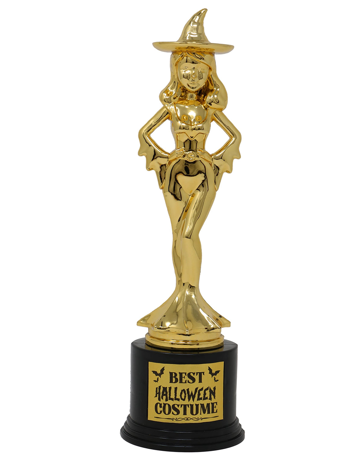 Vue de face du trophée sorcière meilleur costume d'Halloween