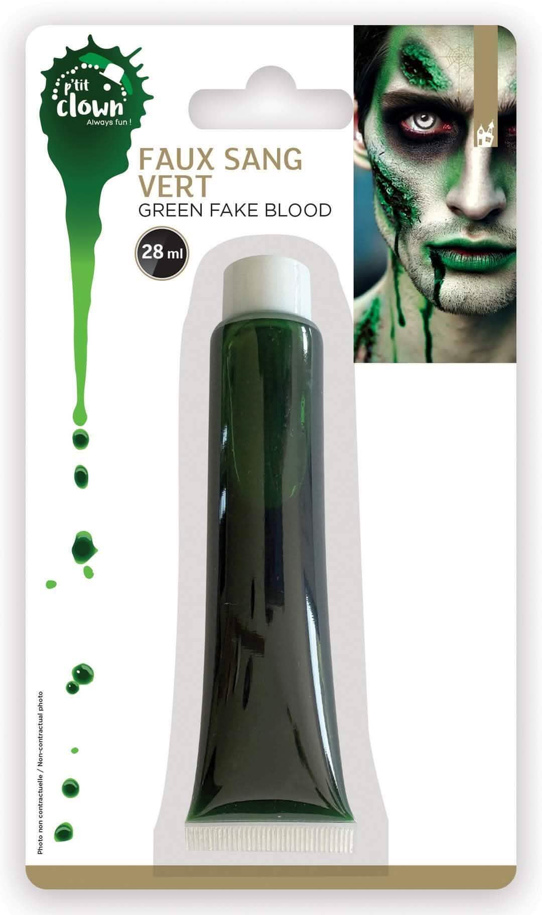 Tube de faux sang vert pour adulte 28 ml