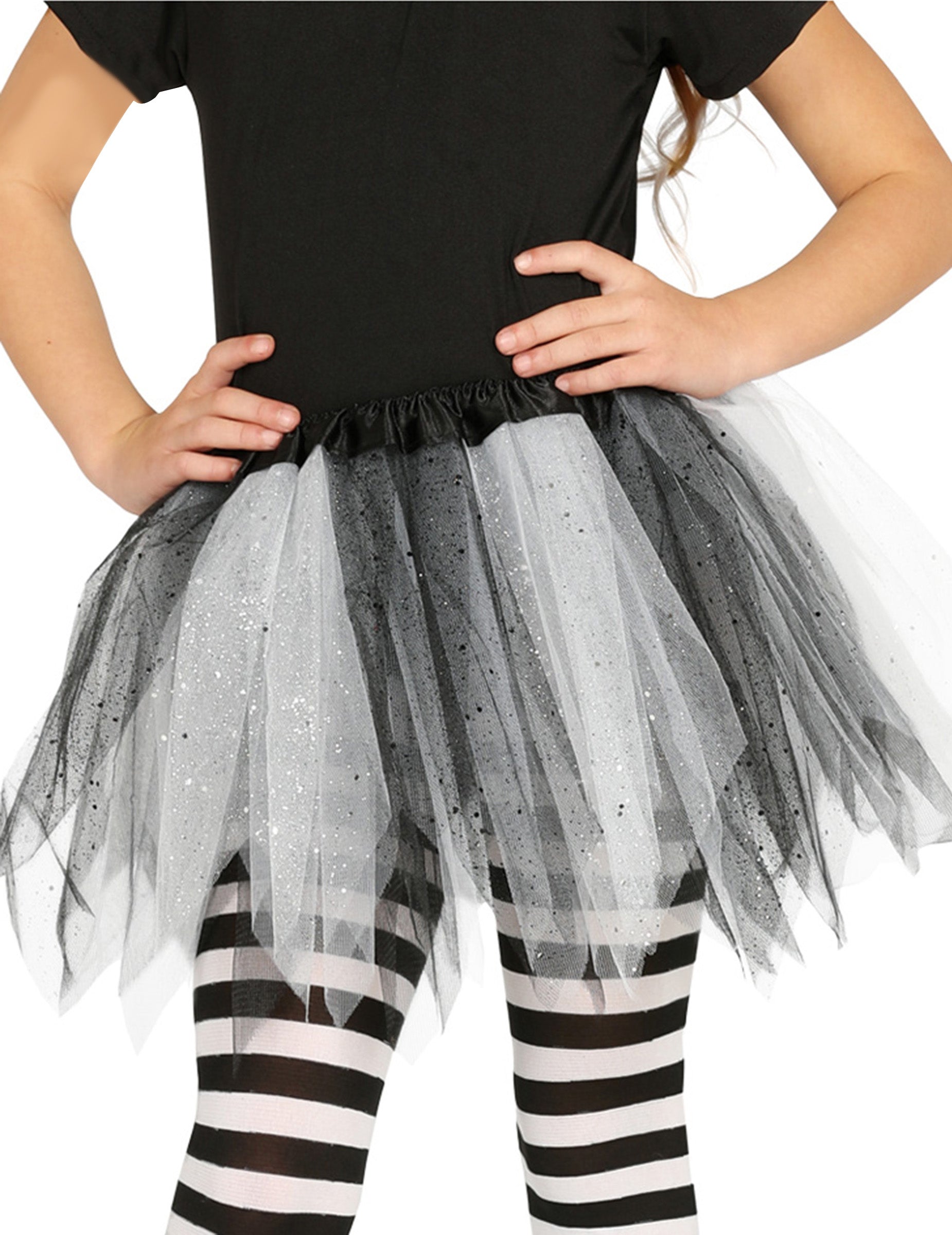Tutu bicolore pour fille noir et blanc à paillettes