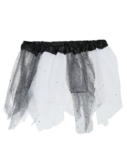 Détail des paillettes et du tulle du Tutu bicolore pour fille noir et blanc à paillettes