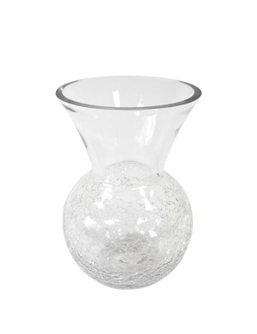Vase arrondi effet craquelé en verre transparent