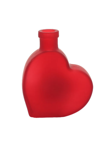 Piros szív alakú üveg váza 12,5 cm 
