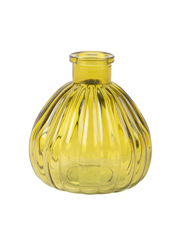 Pisztácia színű csíkos üvegváza 10 cm