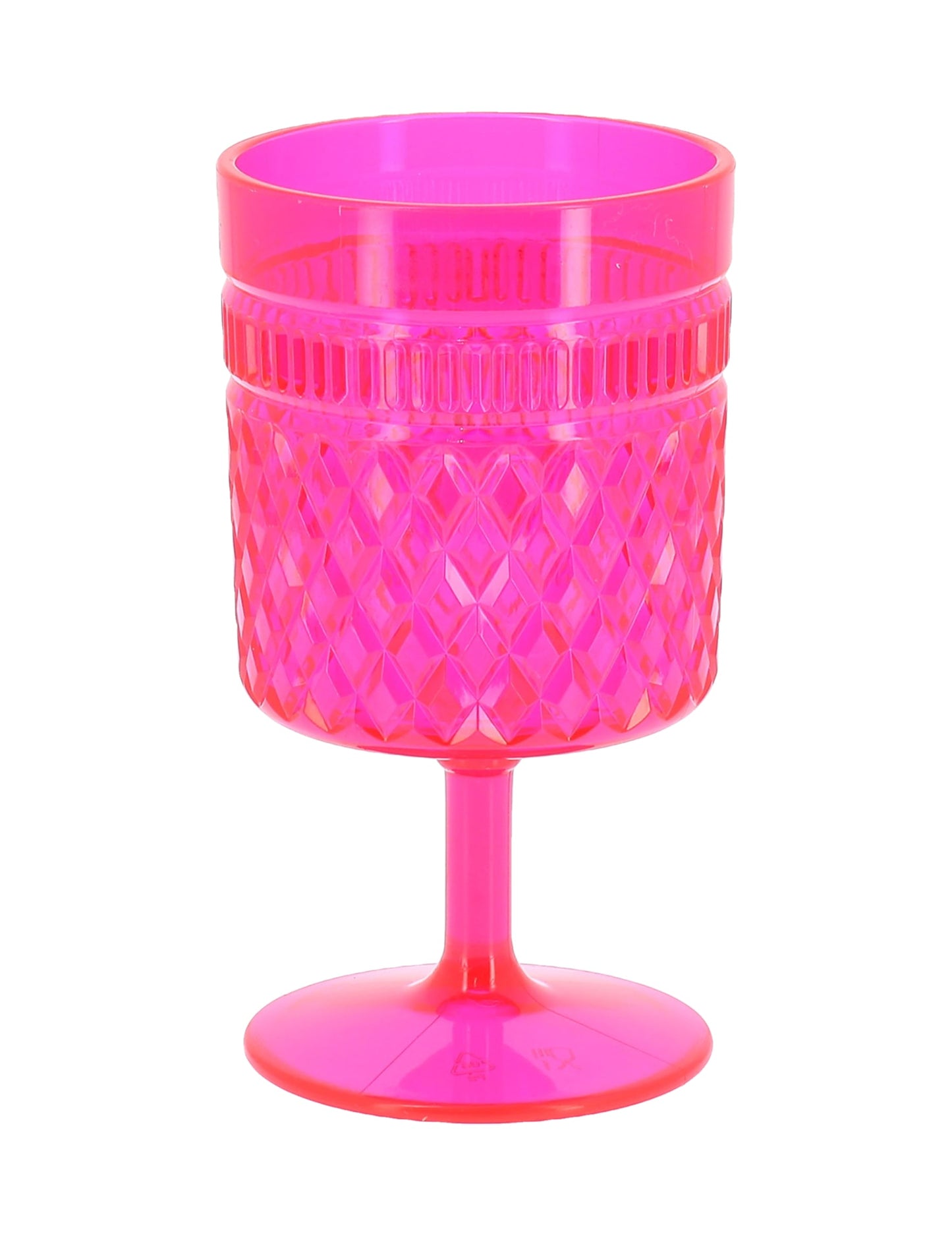 Verre à pied plastique rose framboise à motifs losanges