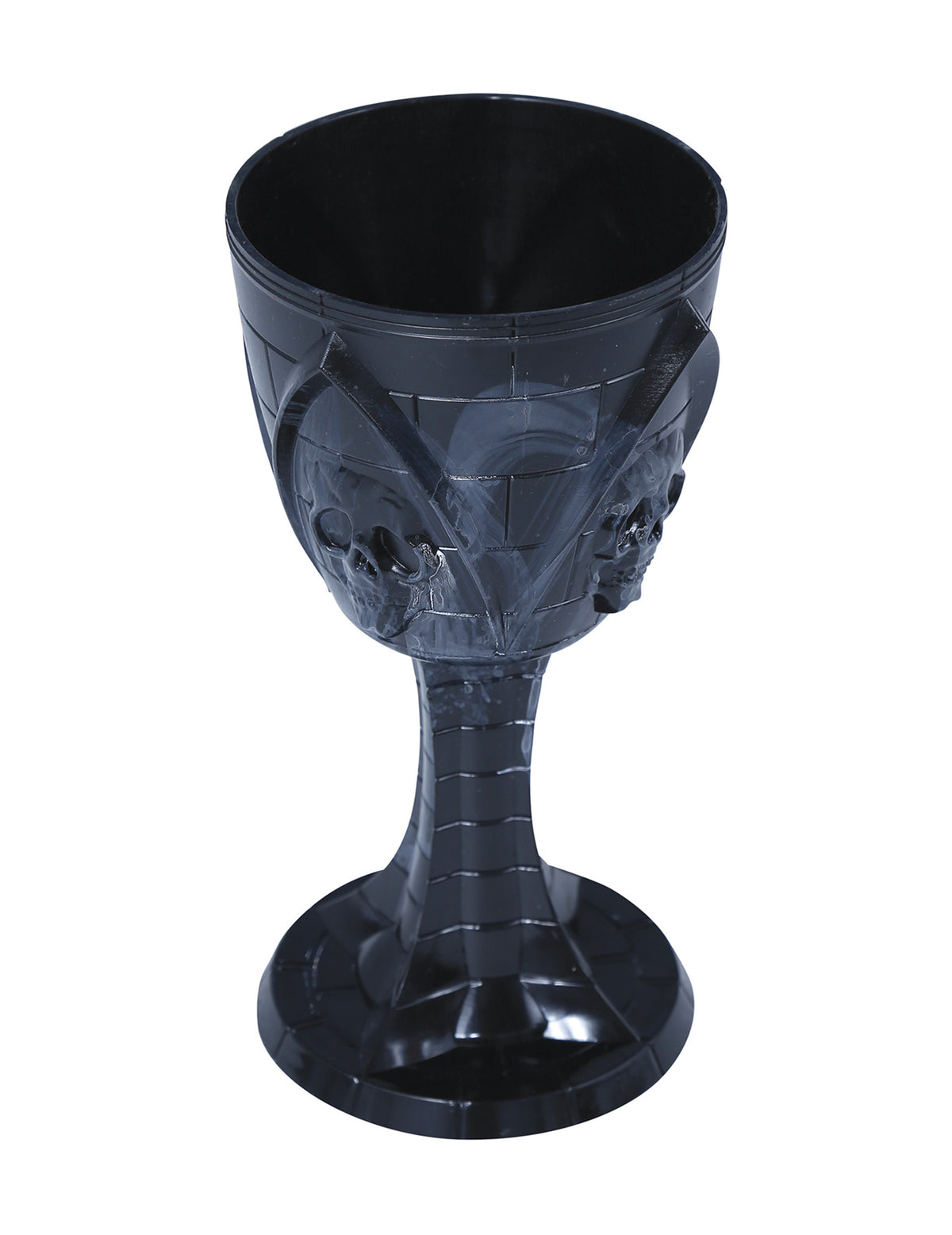 Vue de trois-quarts du verre à pied tête de mort
