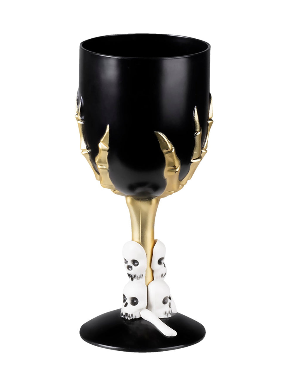 Mise en situation lors d'un pique-nique du verre à pied en plastique Halloween noir et or