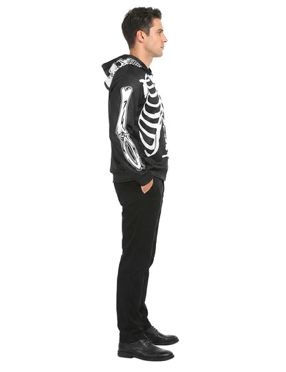 Veste à capuche imprimé squelette adulte