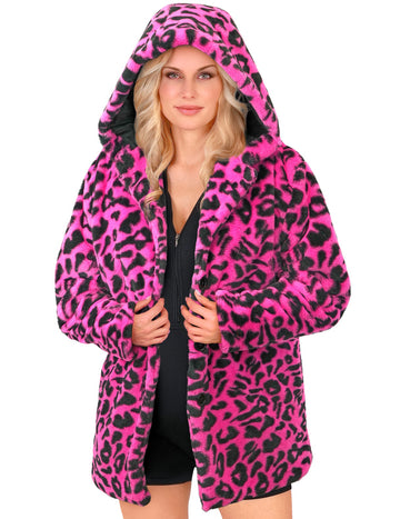 Felnőtt rózsaszín leopárd kapucnis dzseki