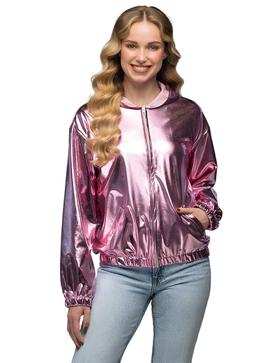 Veste à capuche rose gold pour adulte métallisée