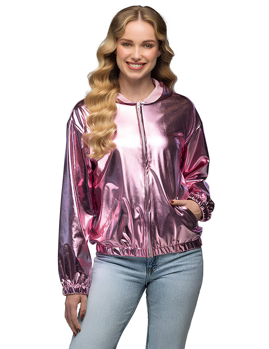 Veste à capuche rose gold pour adulte métallisée