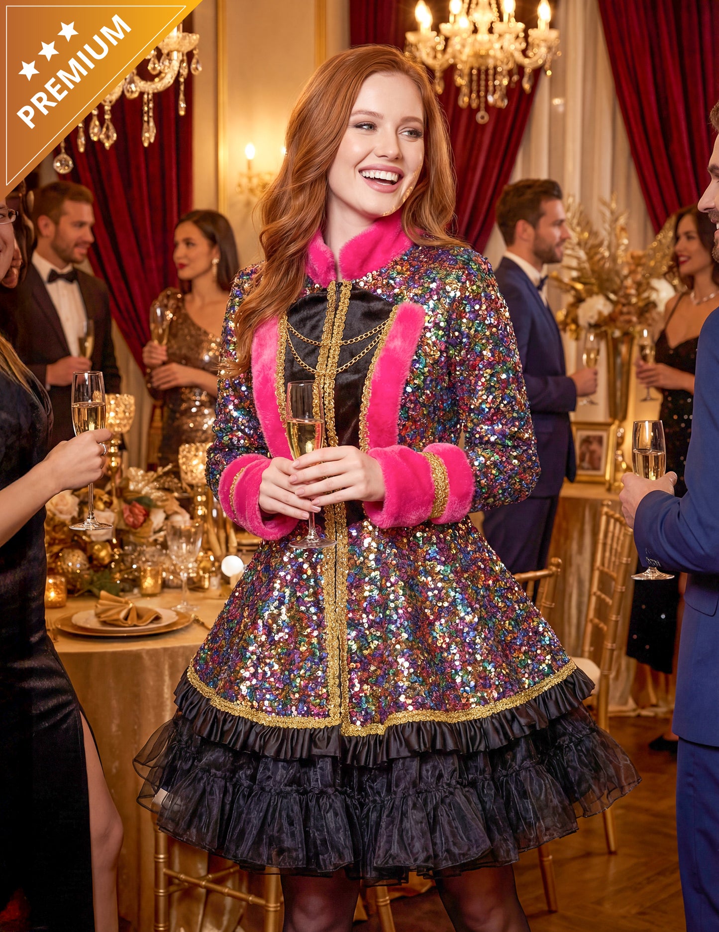 Luxus női többszínű flitteres kabát