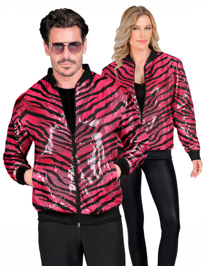 Veste à sequins tigrée pour adulte rose
