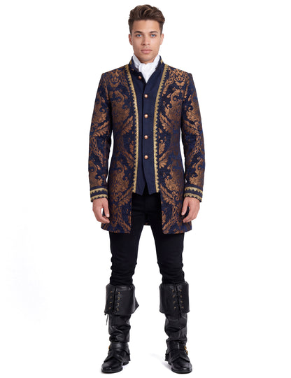 Férfi luxus hímzett barokk dzseki kék színben