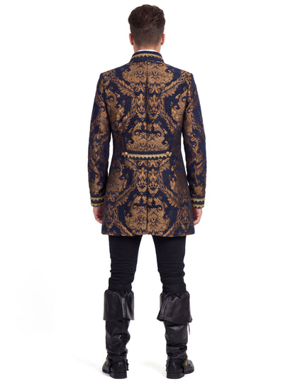 Férfi luxus hímzett barokk dzseki kék színben