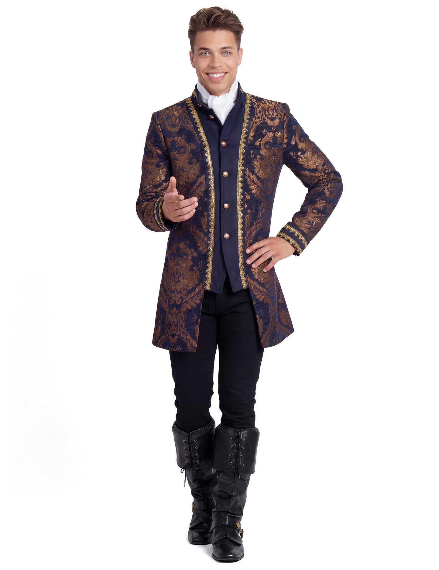 Férfi luxus hímzett barokk dzseki kék színben