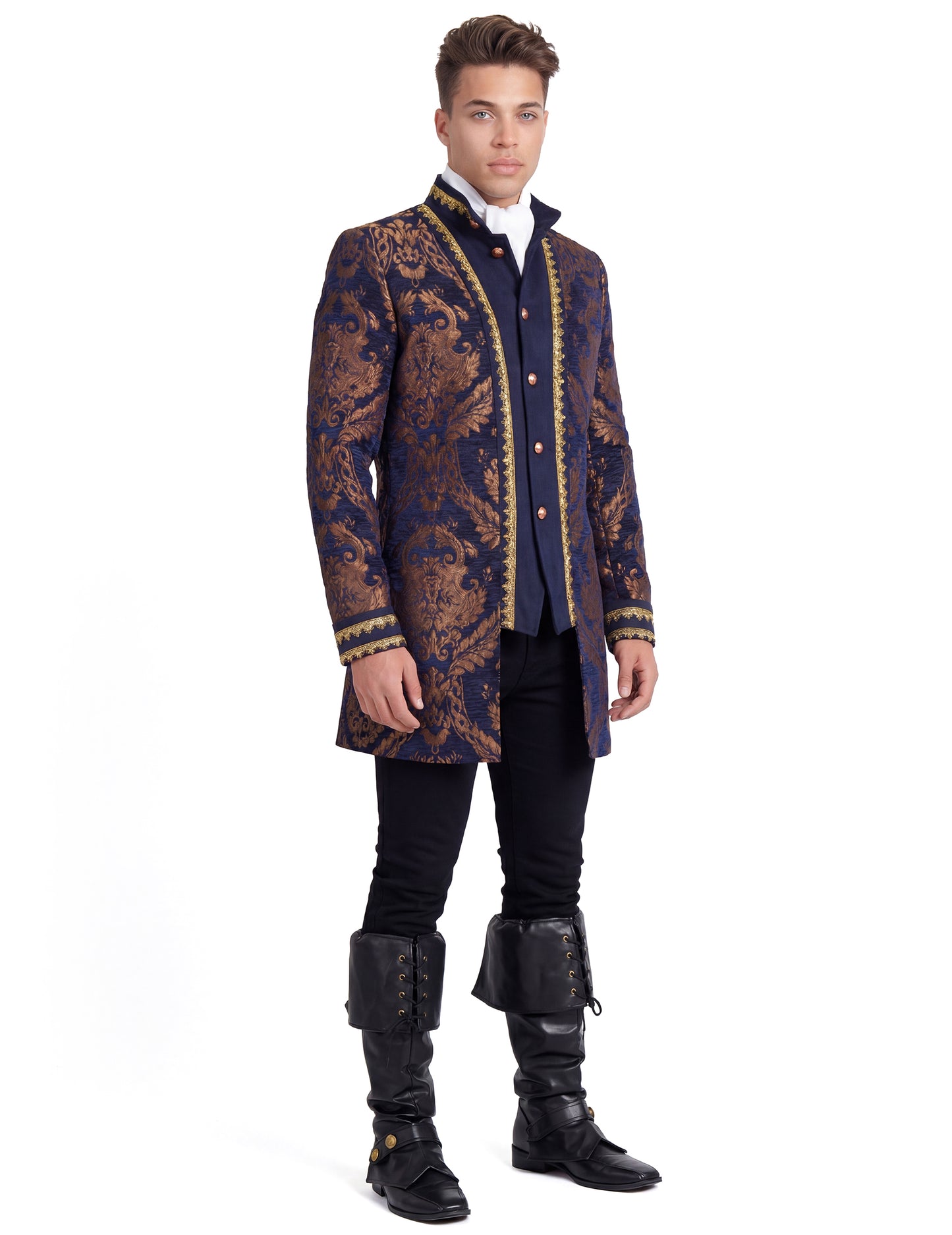 Férfi luxus hímzett barokk dzseki kék színben