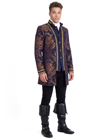 Férfi luxus hímzett barokk dzseki kék színben