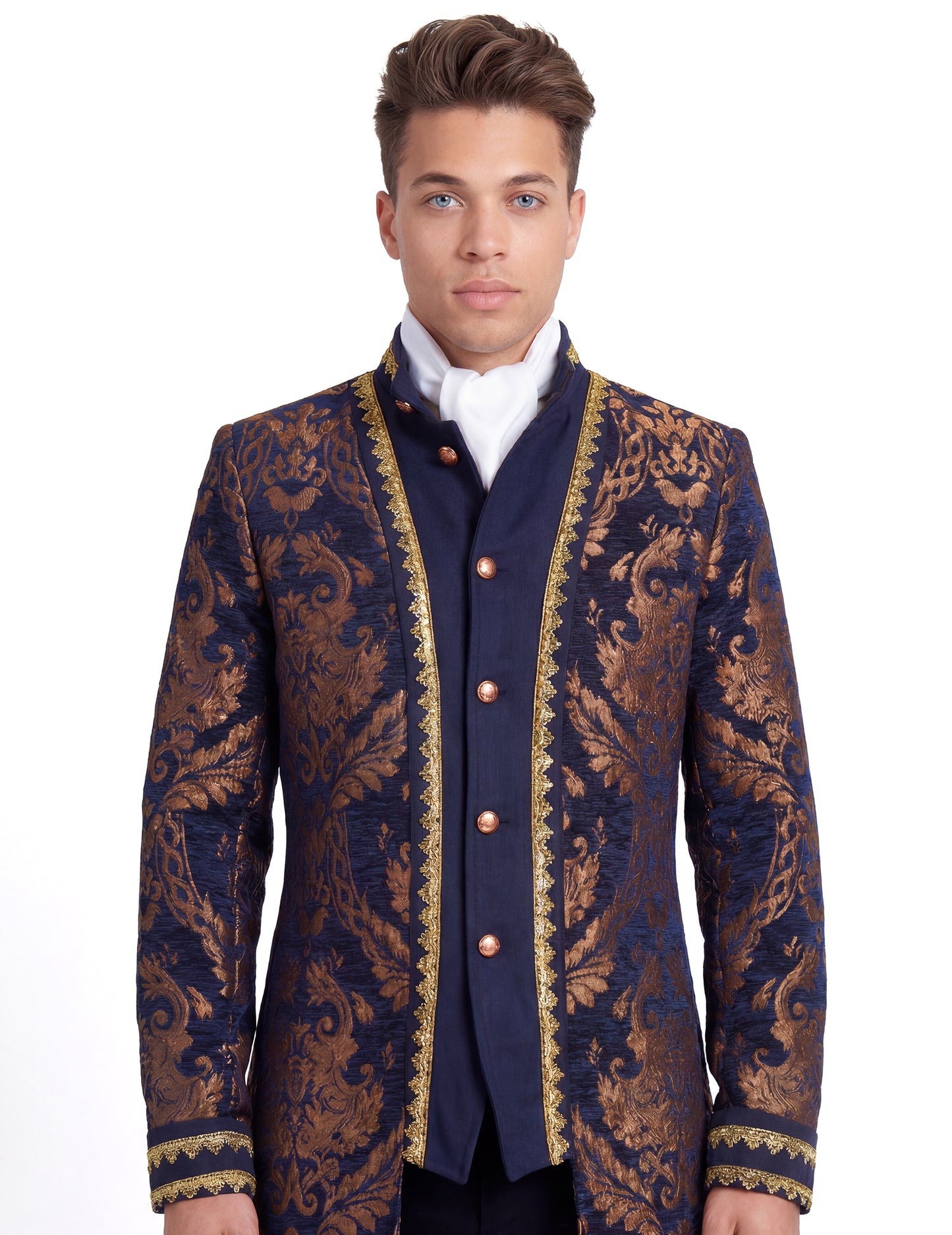 Férfi luxus hímzett barokk dzseki kék színben