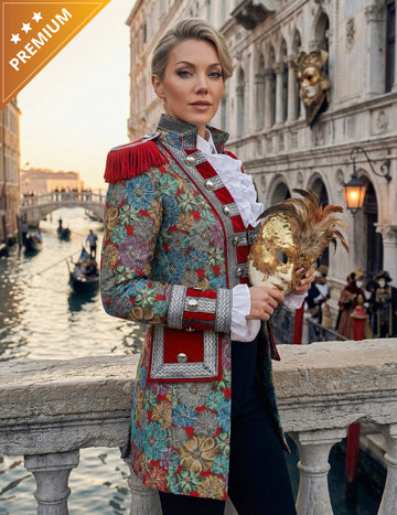 Luxus virágmintás női farsangi kabát