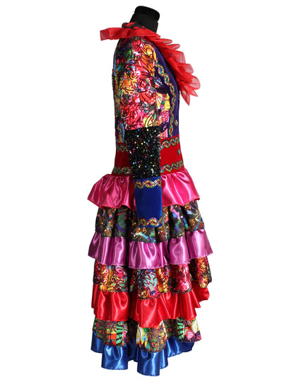 Prémium minőségű, színes női hosszú kabát Fiesta Karnevál stílusban 