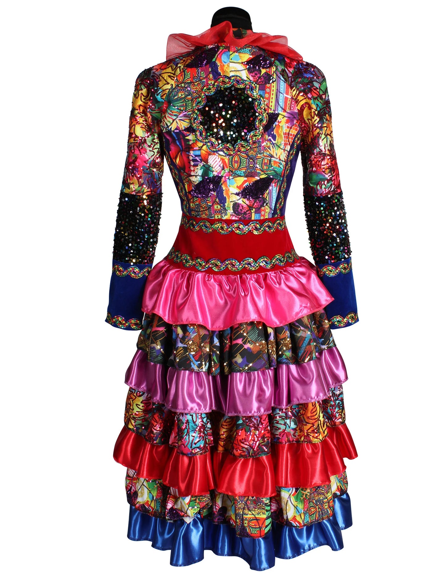 Prémium minőségű, színes női hosszú kabát Fiesta Karnevál stílusban 